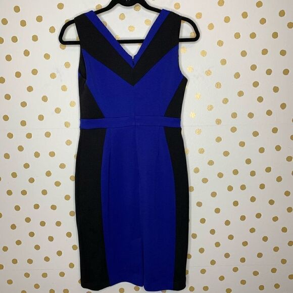 Adrianna Papell Blue-Black Colorblock Dress 4P - Picture 6 of 6